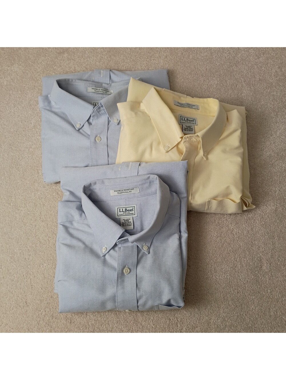 LL Bean Mens Oxford Shirts Lot of 3 Short Sleeve Wrinkle Resistant 18-REG